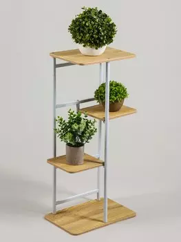 Подставка для цветов greengo, 4 полки, 362374 см, напольная, каркас металл, полки мдф, белая