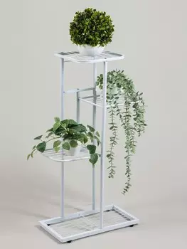 Подставка для цветов greengo, 4 полки, 432282 см, напольная, металл, белая