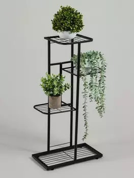 Подставка для цветов greengo, 4 полки, 432282 см, напольная, металл, черная