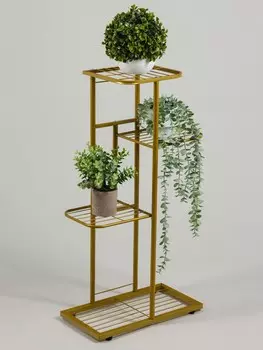 Подставка для цветов greengo, 4 полки, 432282 см, напольная, металл, цвет золотой