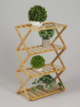 Подставка для цветов greengo, 4 полки, 502568 см, напольная, бамбук