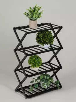 Подставка для цветов greengo, 4 полки, 502568 см, напольная, бамбук, черная