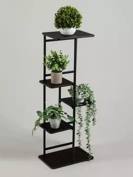 Подставка для цветов greengo, 5 полок, 362394 см, напольная, каркас металл, полки мдф, черная