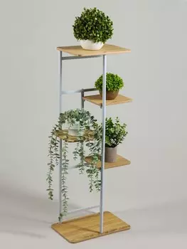 Подставка для цветов greengo, 5 полок, 362394 см, напольная, каркас металл, полки мдф, белая