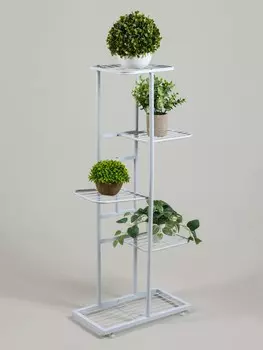 Подставка для цветов greengo, 5 полок, 442295 см, напольная, металл, белая
