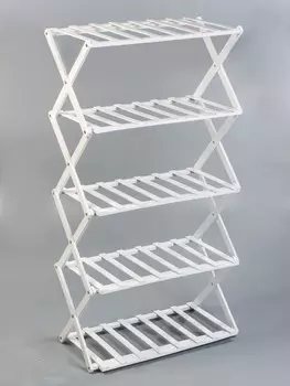 Подставка для цветов greengo, 5 полок, 502589 см, напольная, бамбук, белая