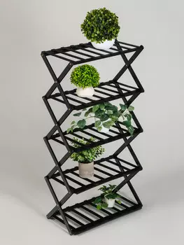 Подставка для цветов greengo, 5 полок, 502589 см, напольная, бамбук, черная