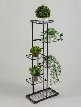 Подставка для цветов greengo, 6 полок, 4422105 см, напольная, металл, темно-серая