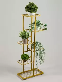 Подставка для цветов greengo, 6 полок, 4422105 см, напольная, металл, цвет золотой