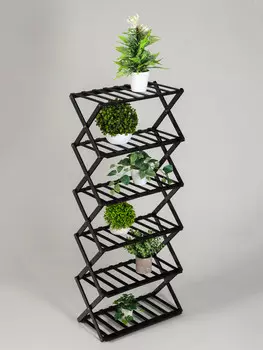 Подставка для цветов greengo, 6 полок, 5025110 см, напольная, бамбук, черная