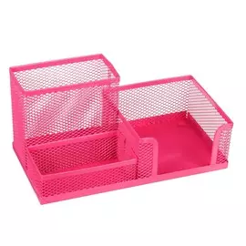 Подставка для канцелярских мелочей, 3 отделения, сетка, металл, сиреневая