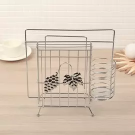 Подставка для ножей, разделочных досок и столовых приборов доляна, 24,5×10×25 см, цвет хром