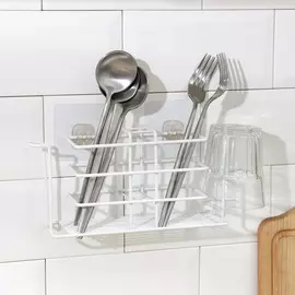 Подставка для столовых приборов доляна на липучке, 26712 см, цвет белый