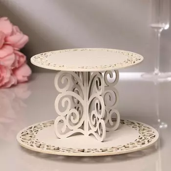 Подставка для торта, 2-ярусная, дерево, разборная, h=15 см, d=19,24 см