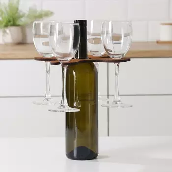 Подставка деревянная для вина и четырех бокалов доляна, 18182 см
