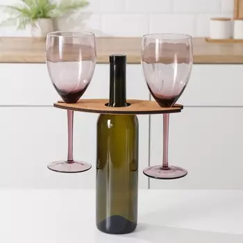 Подставка деревянная для вина и двух бокалов доляна, 10221 см