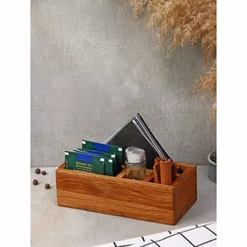 Подставка для специй деревянная adelica, 4 секции, дуб