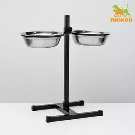 Подставка с мисками, 21.5 л, высота 50 см, разборная, черная