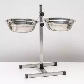 Подставка с мисками, 21.5 л, высота 50 см, разборная с верхним фиксатором, хром