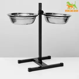 Подставка с мисками, 22 л, высота 50 см, разборная, черная