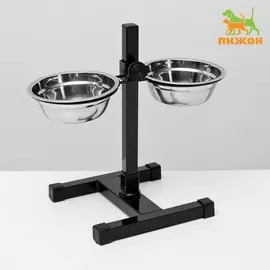 Подставка с мисками, 2350 мл, высота 30 см, разборная, черная