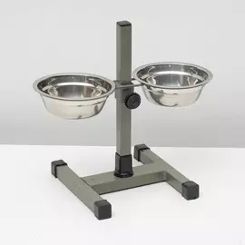 Подставка с мисками, 2350 мл, высота 30 см, разборная, зеленая