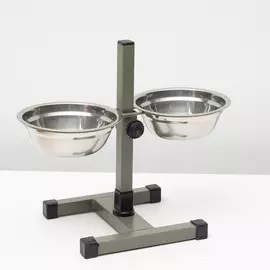 Подставка с мисками, 2500 мл, высота 30 см, разборная, зеленая