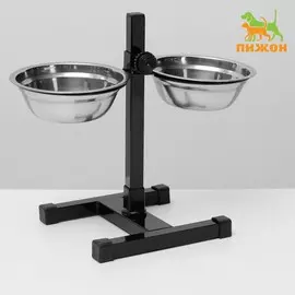 Подставка с мисками, 2500 мл, высота 30 см, разборная, черная