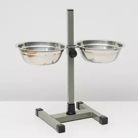 Подставка с мисками, 2700 мл, высота 40 см, разборная, зеленая