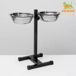 Подставка с мисками, 2700 мл, высота 40 см, разборная, черная