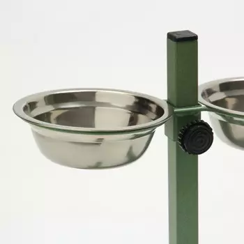 Подставка с мисками для кошек и собак пижон, 2250 мл, высота 25 см, разборная, зеленая