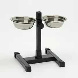 Подставка с мисками, 2250 мл, высота 25 см, разборная, черная