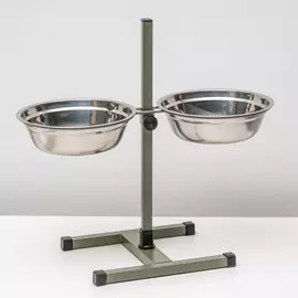 Подставка с мисками, 22.5 л, высота 60 см, разборная, зеленая