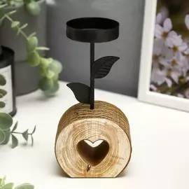 Подсвечник дерево, металл на 1 свечу