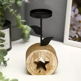 Подсвечник дерево, металл на 1 свечу