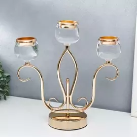 Подсвечник металл, акрил на 3 свечи