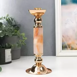 Подсвечник металл, нефрит на 1 свечу