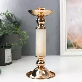 Подсвечник металл, нефрит на 1 свечу