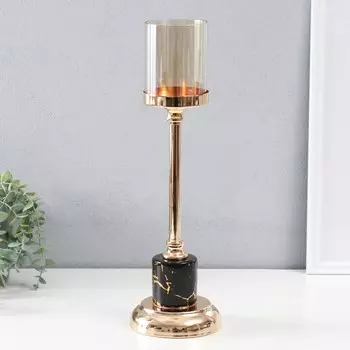 Подсвечник металл, стекло на 1 свечу d=7 см