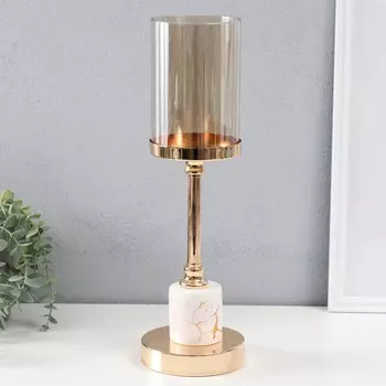 Подсвечник металл, стекло на 1 свечу d=9,5 см