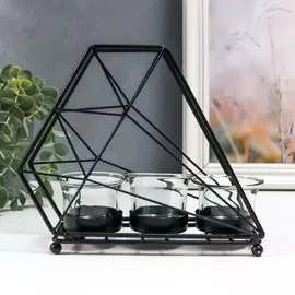 Подсвечник металл, стекло на 3 свечи