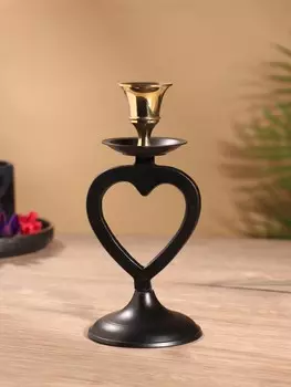 Подсвечник на 1 свечу, латунь, черный с золотом, 77.516.5 см