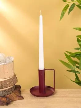 Подсвечник на 1 свечу текстурный с ручкой и блюдцем