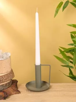 Подсвечник на 1 свечу текстурный с ручкой и блюдцем