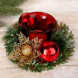 Подсвечник со свечой цветок шарики 11*5,5 см