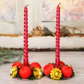 Свеча новогодняя с подсвечником