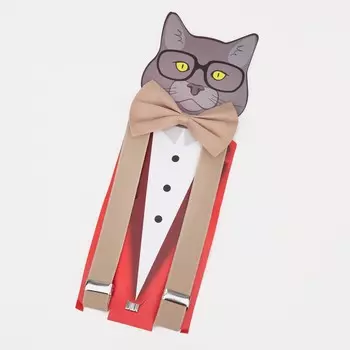 Подтяжки детские, ширина 2.5 см, цвет бежевый