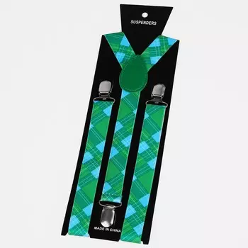 Подтяжки взрослые, ширина 2.5 см, цвет зеленый/голубой