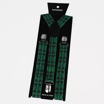 Подтяжки взрослые, ширина 2.5 см, цвет зеленый