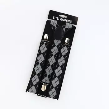 Подтяжки взрослые, ширина 2,5 см, цвет черный/серый